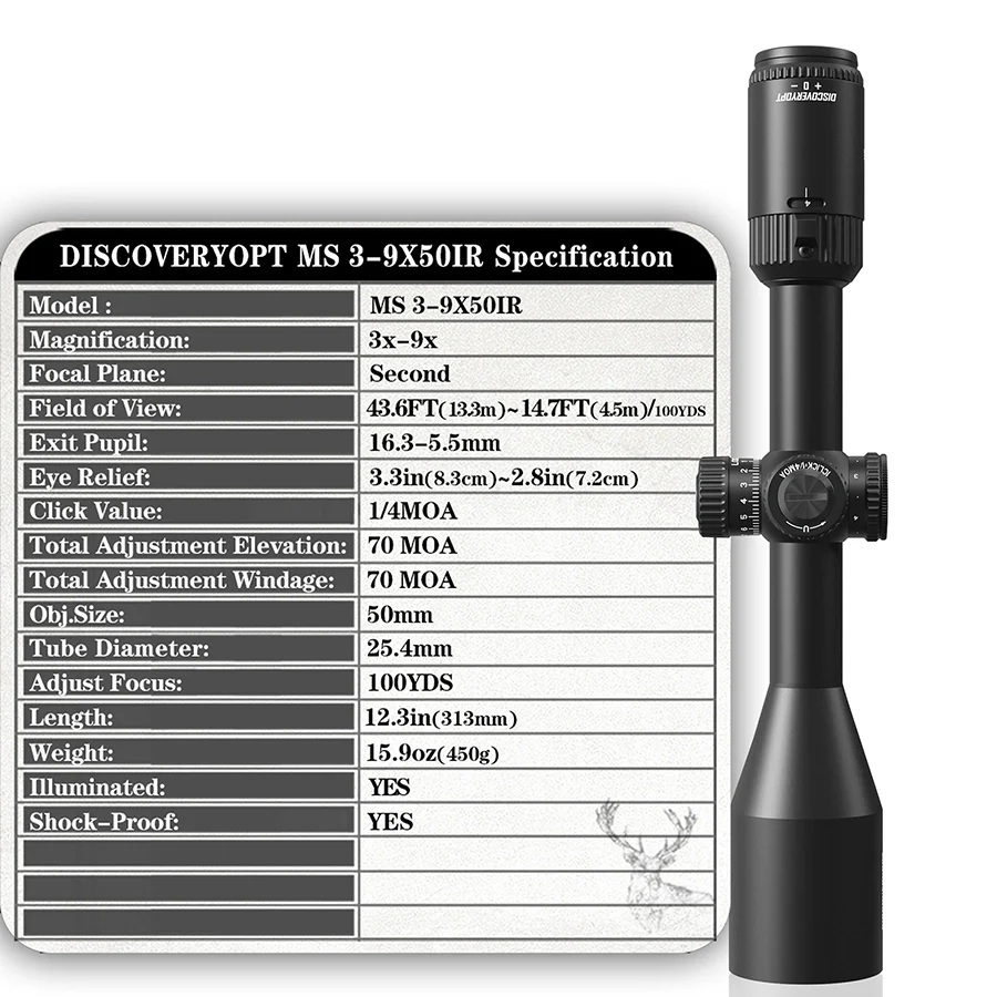 DISCOVERYOPT Miras ópticas  MS 3-9X50IR-SFP-MOA Diámetro: 25,4 mm 