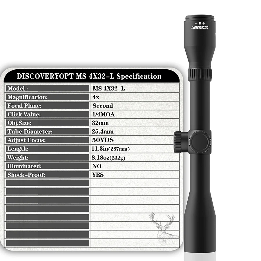 DISCOVERYOPT Miras telescópicas  MS 4X32-MOA-L Diámetro: 25,4 mm 