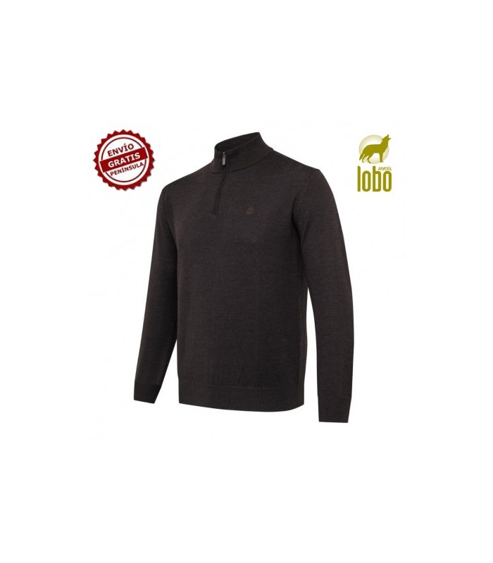 JERSEY BERETTA MERINO CON MEDIA CREMALLERA MARRON TALLA XL
