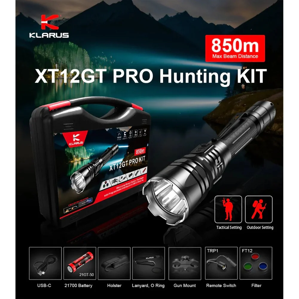 KLARUS LINTERNA 850m XT12GT PRO KIT