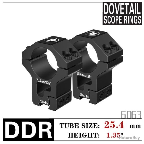DISCOVERYOPT ANILLAS DE ALUMINIO 6063 25.4MM 1.35" CARRIL 11MM 